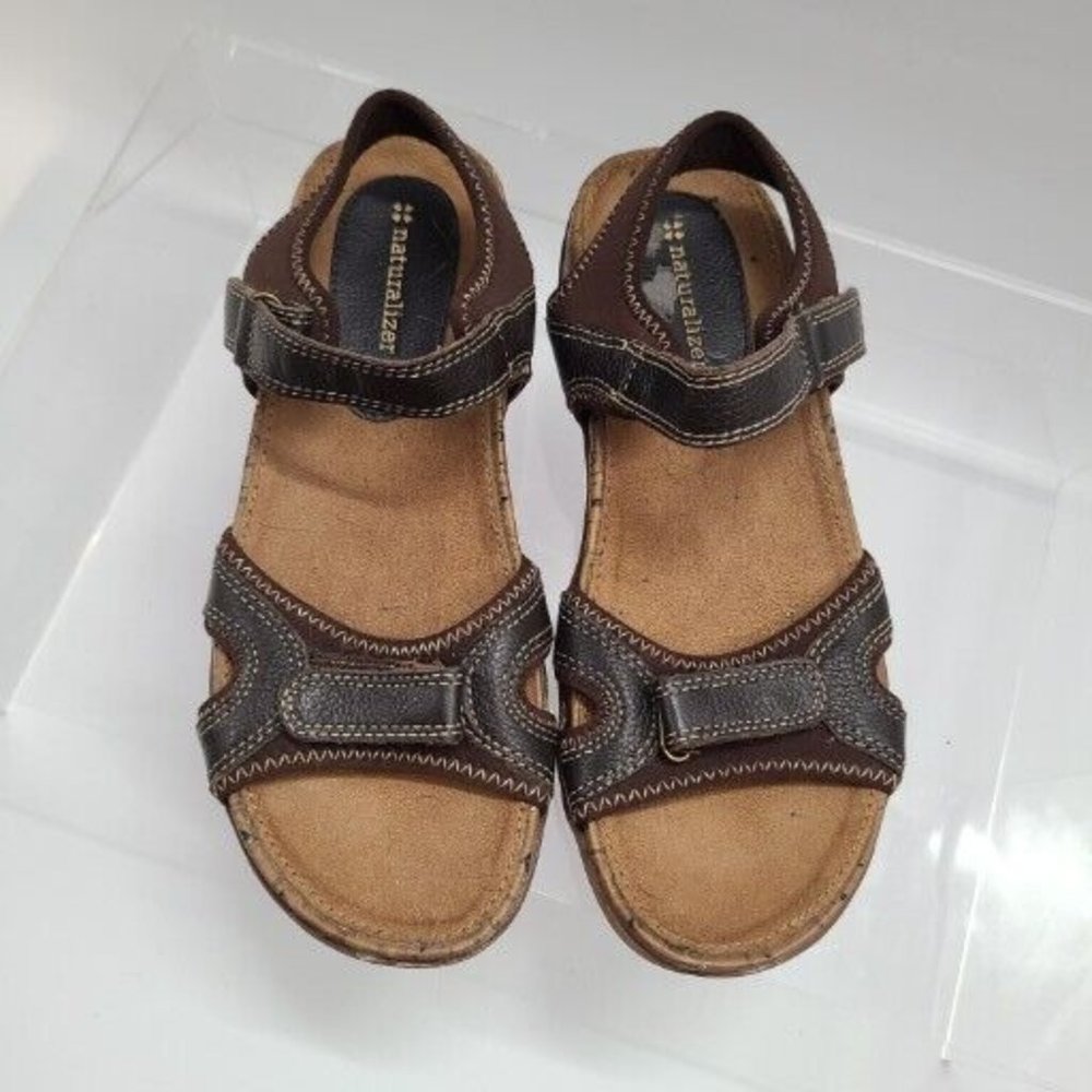 Women's Naturalizer Monteda Leather Ankle Strap Brown Sport Sandals Us Size 8m